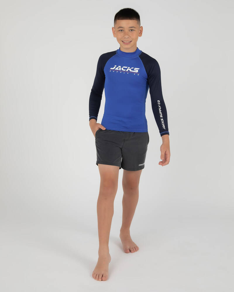 Jacks Boys' Whitewash Long Sleeve Rash Vest for Mens