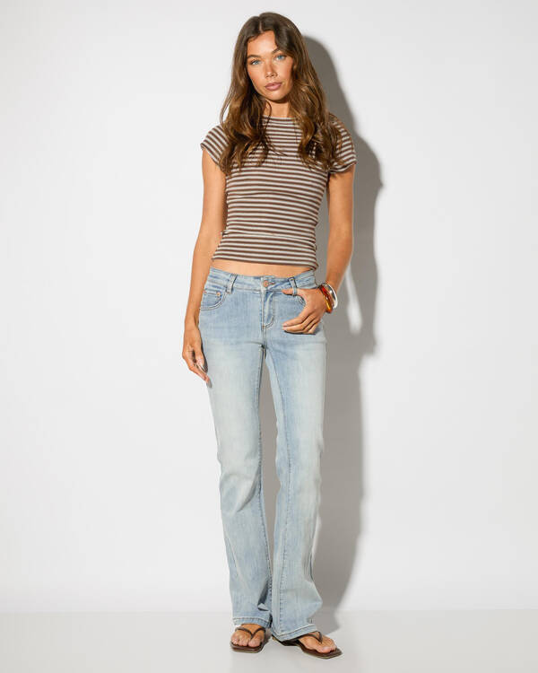 DESU Crush Low Waist Flare Jeans for Womens