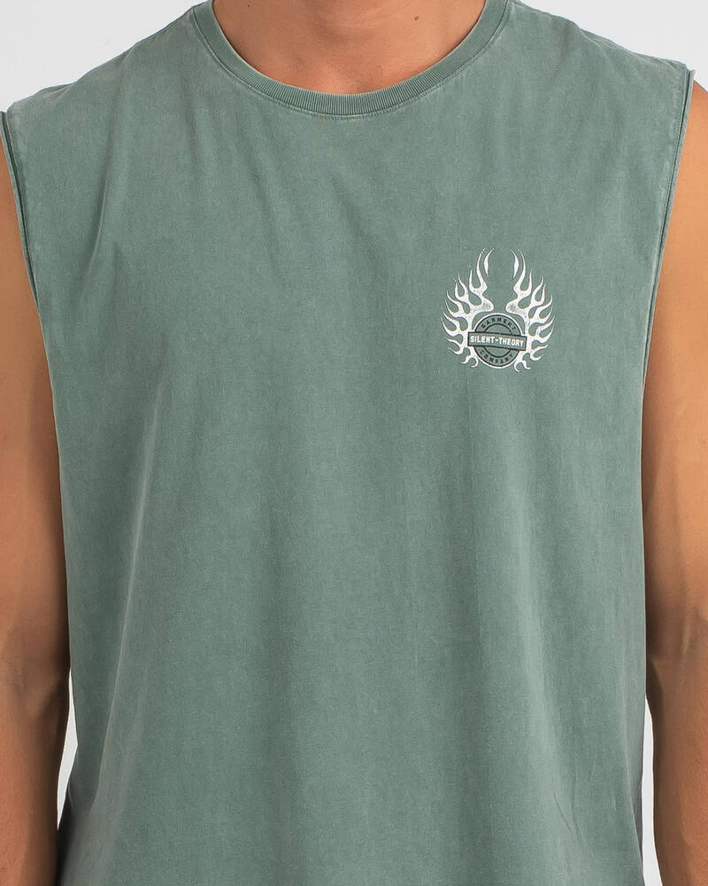 Silent Theory Flaming Badge Muscle Tank for Mens