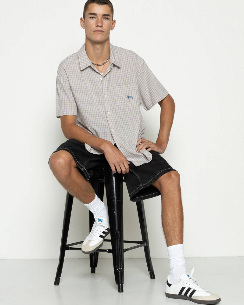 S-Double Card Check Short Sleeve Shirt for Mens