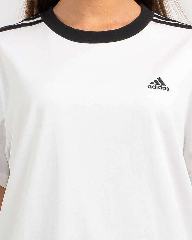 adidas 3 Stripe Boyfriend Fit T-Shirt for Womens