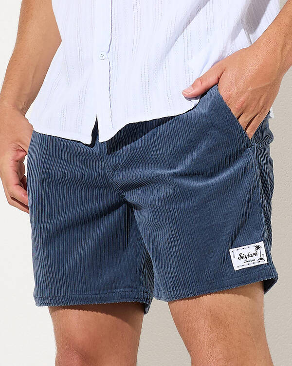 Ridge Cord Elastic Waist Shorts