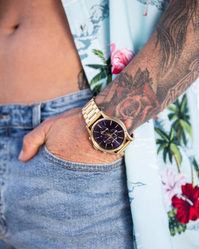 Nixon Sentry Chrono Gold/Blue Watch for Mens