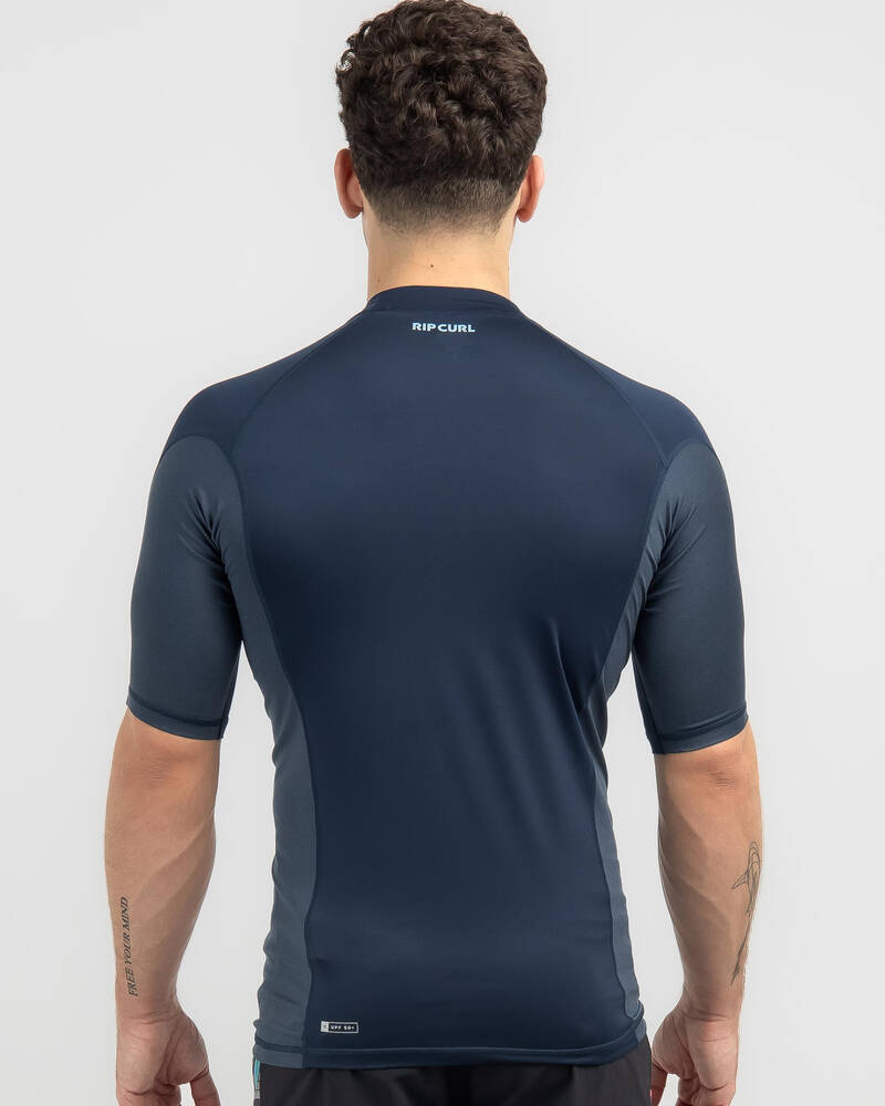 Shop Rip Curl Waves UPF Perf Short Sleeve Rash Vest In Dark Navy - Fast ...