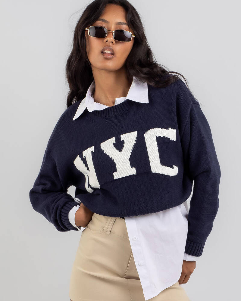Ava And Ever Alumni Crew Neck Knit Jumper for Womens