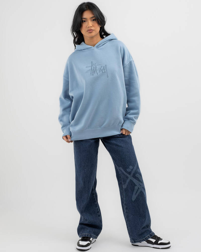 Stussy Graffiti Embroidery Oversized Hoodie for Womens