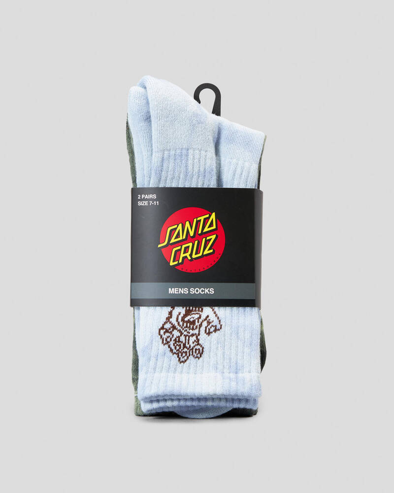 Santa Cruz Screaming Hand Mono Crew Socks 2 Pack for Mens