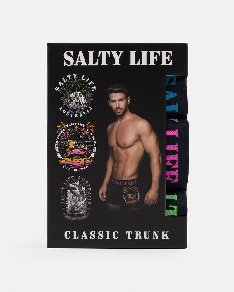 Salty Life Open Oceans Fitted Boxer Shorts 3 Pack for Mens