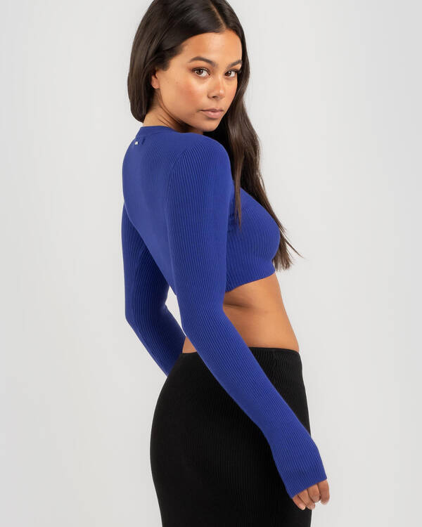 Ava And Ever Basic Long Sleeve Knit Crop Top for Womens