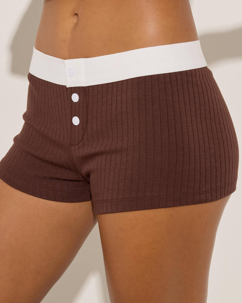 Malibu Lounge Ribbed Boyfriend Boxer Shorts for Womens