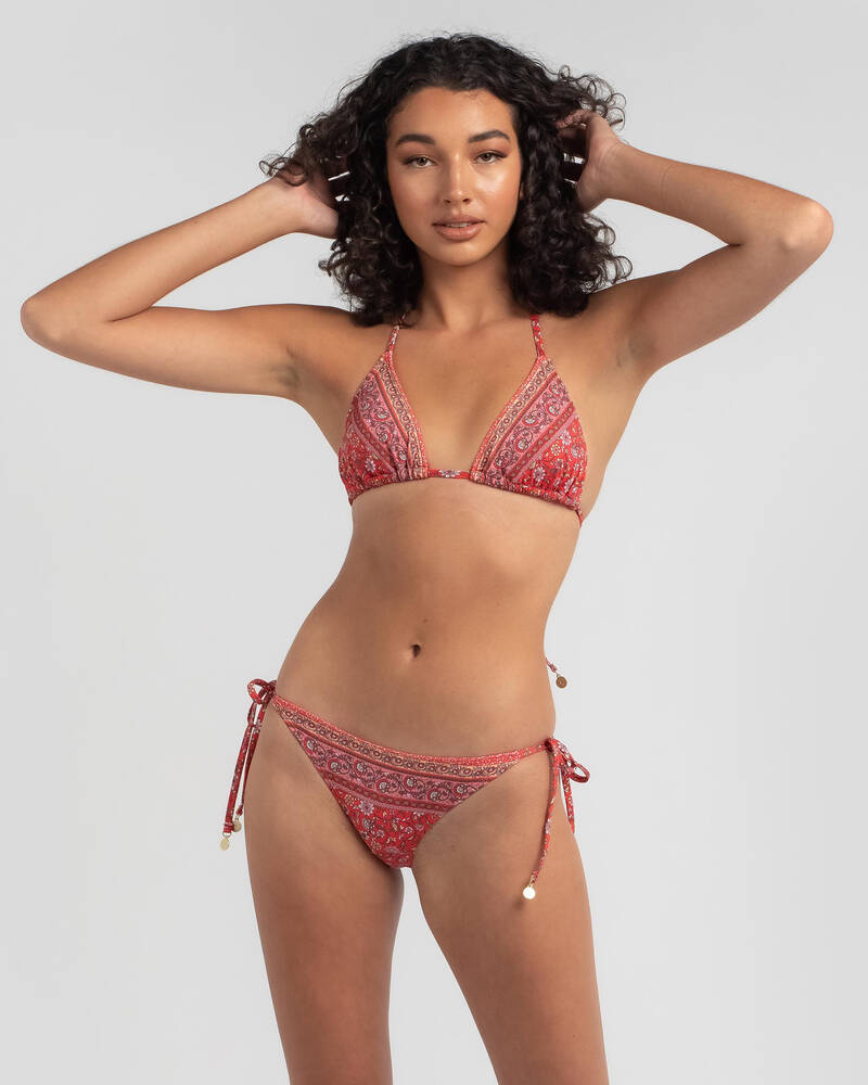 Topanga Coral Sunset Tie Side Bikini Bottom for Womens