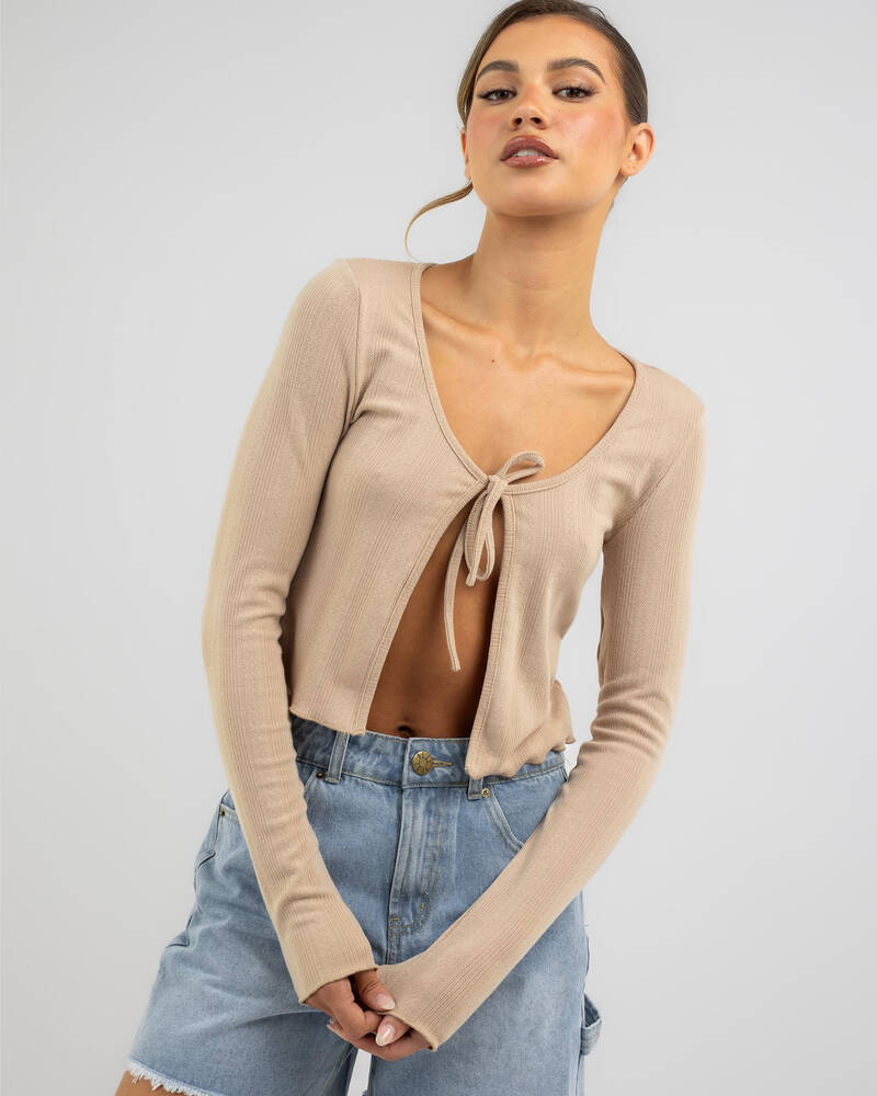 Mooloola Maddie Tie Up Long Sleeve Top for Womens