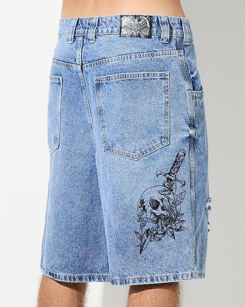 Redemption Salvation Denim Walk Shorts for Mens