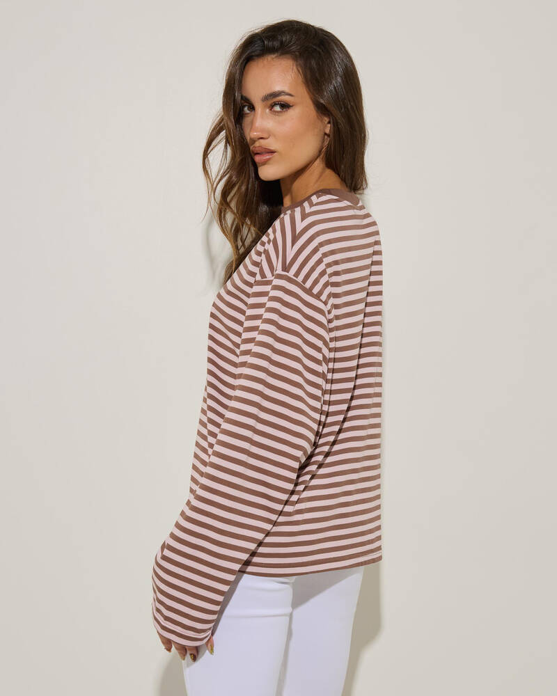 Mooloola Janet Stripe Long Sleeve Top for Womens