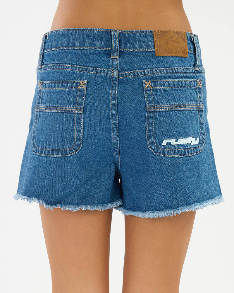 Rusty Girls' Penny Kick Flare Denim Shorts for Womens