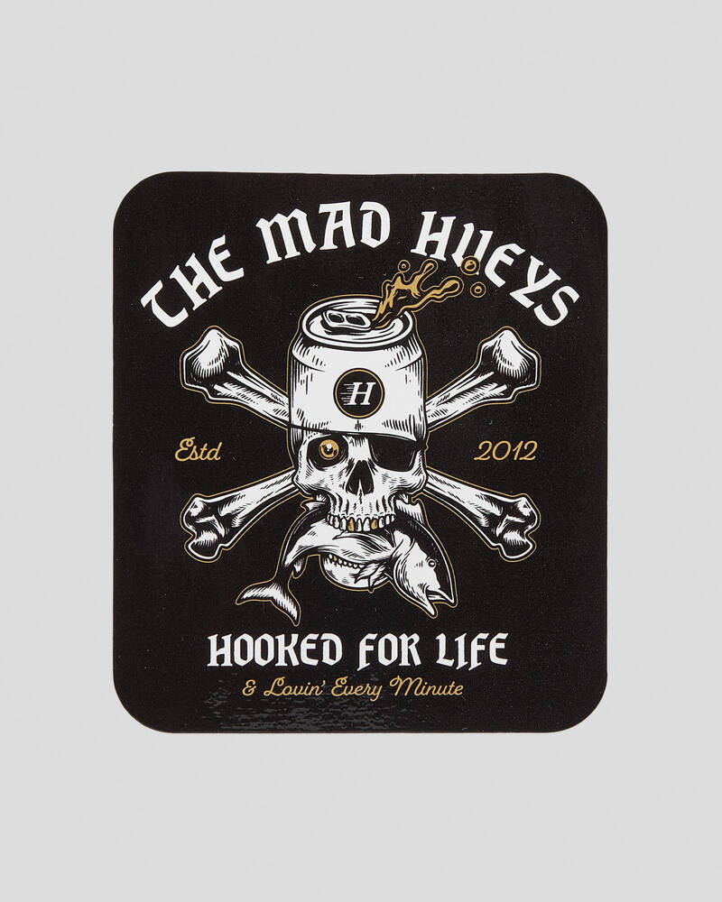 The Mad Hueys Hooked For Life Sticker for Mens