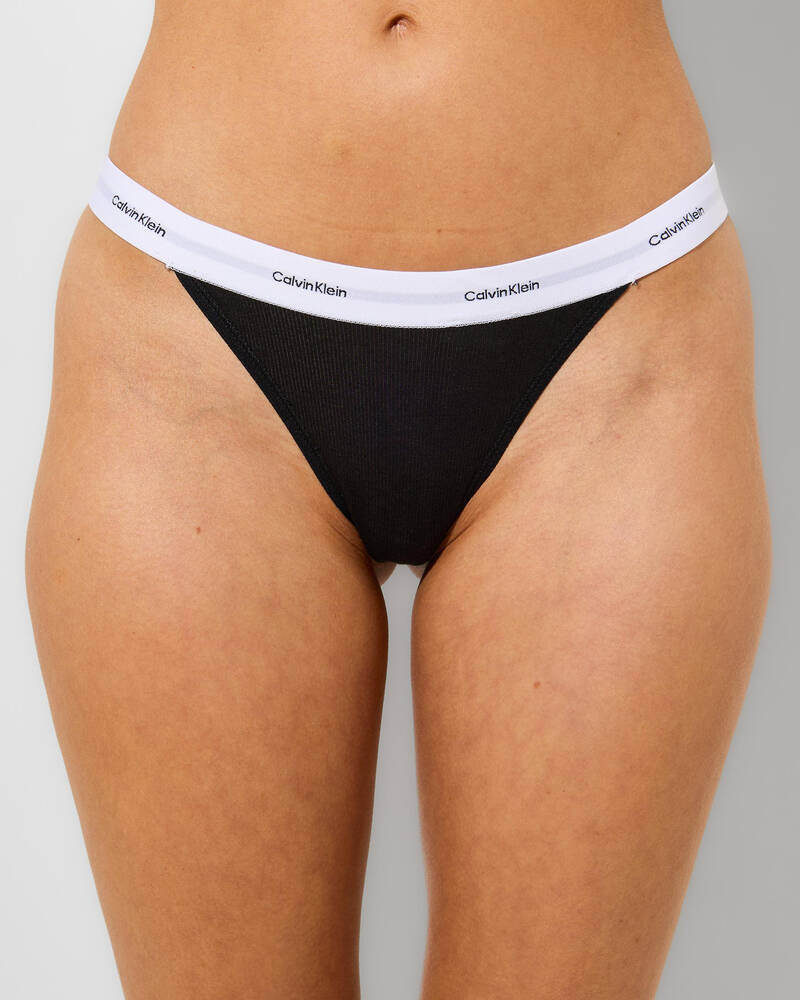 Calvin Klein Cotton Stretch Rib String Thong for Womens