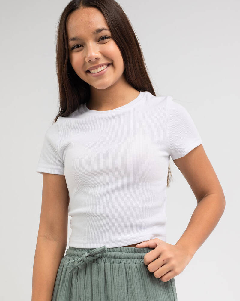Mooloola Girls' Basic Rib Baby Tee for Womens