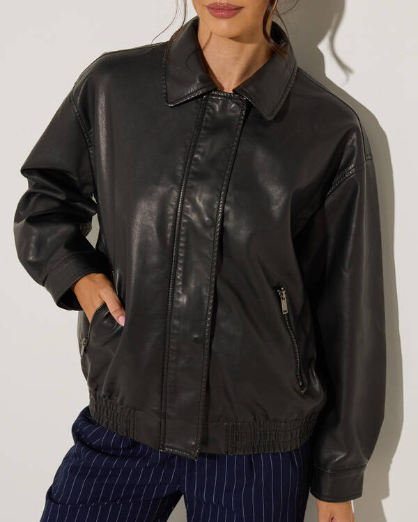 Ava And Ever Maverick Faux Leather Bomber Jacket for Womens