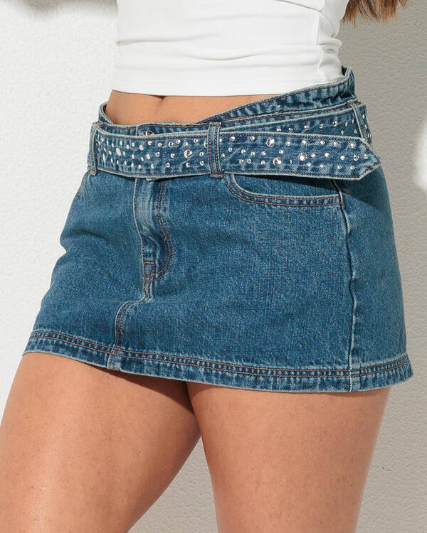 DESU Crystal Denim Mini Skirt for Womens