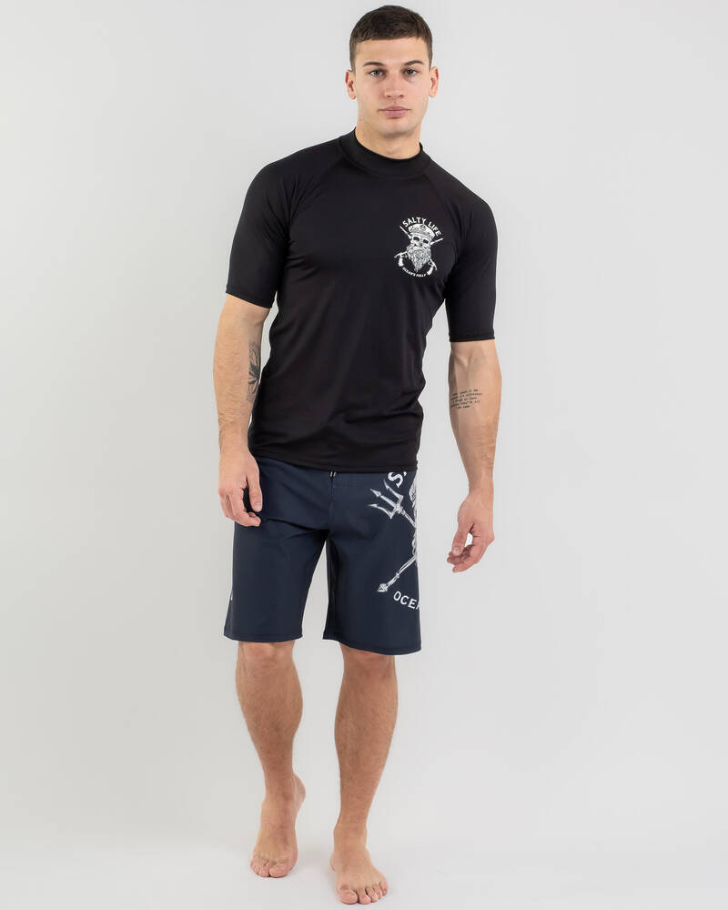 Salty Life Overboard Short Sleeve Rash Vest for Mens