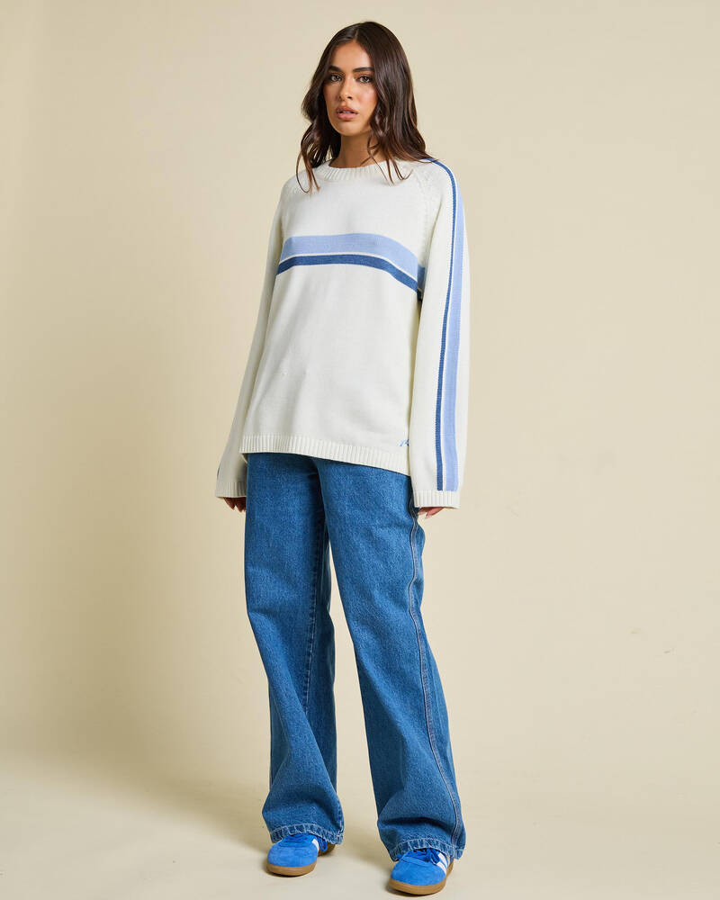 Rusty White Lines Crew Neck Knit Jumper for Womens