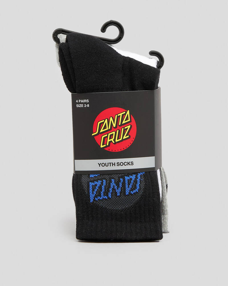 Santa Cruz Boys' Other Dot Crew Socks 4 Pack for Mens