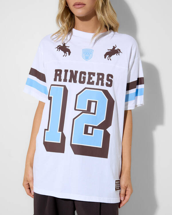 Ringers Western Rodeo Cowboy Athletic Oversized T-Shirt for Womens