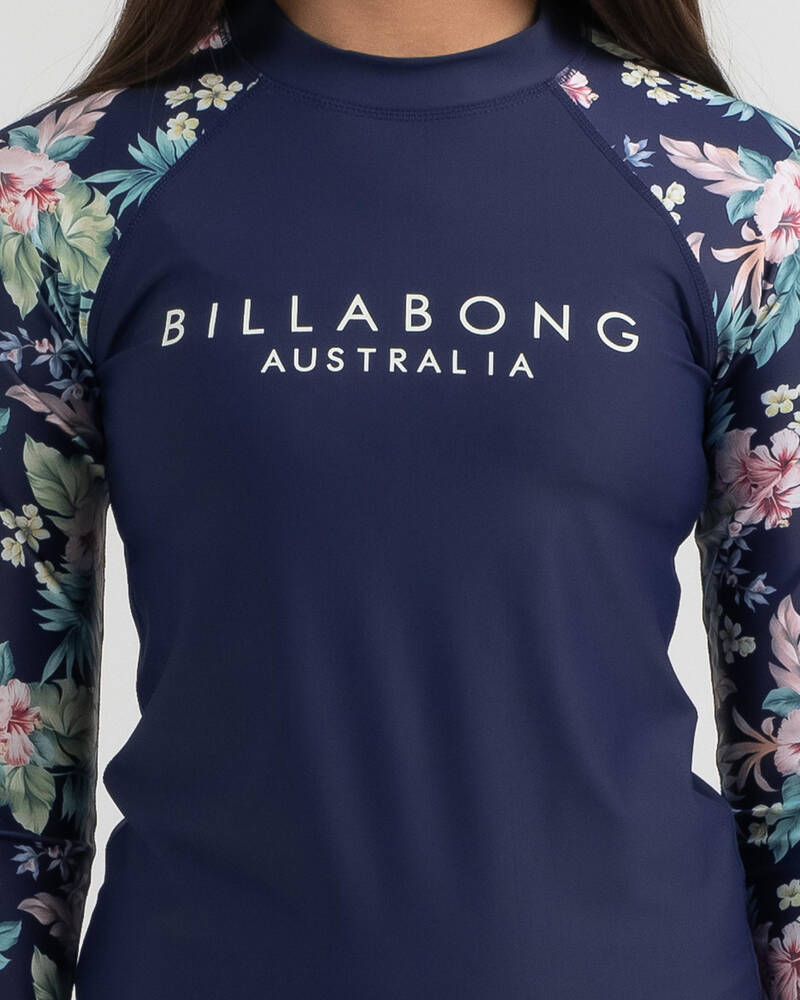 Billabong Girls' Blue Island Dream Long Sleeve Rash Vest for Womens
