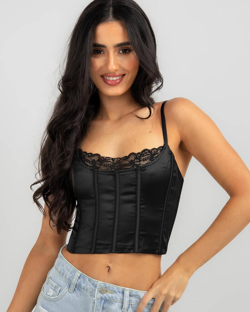 Ava And Ever Heartbreak Satin Lace Corset Top for Womens
