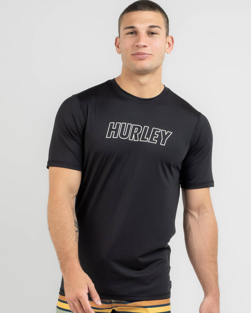 Hurley Fast Lane Outline Short Sleeve Rash Vest for Mens