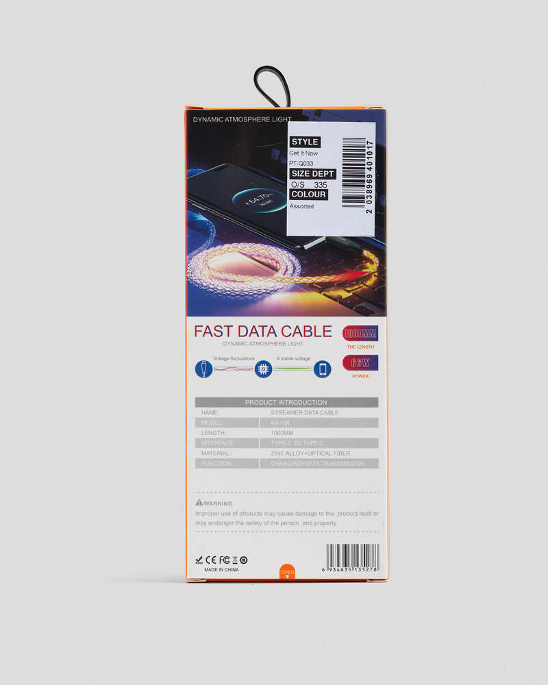 Get It Now Light up Phone Charger Cable- Type C for Unisex