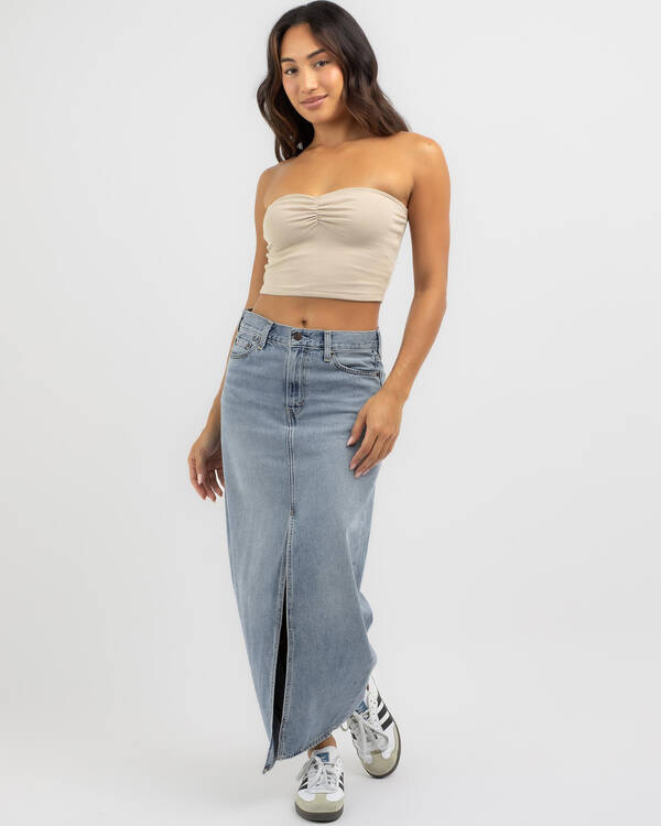 Ava And Ever Basic Ruche Front Sweetheart Tube Top for Womens
