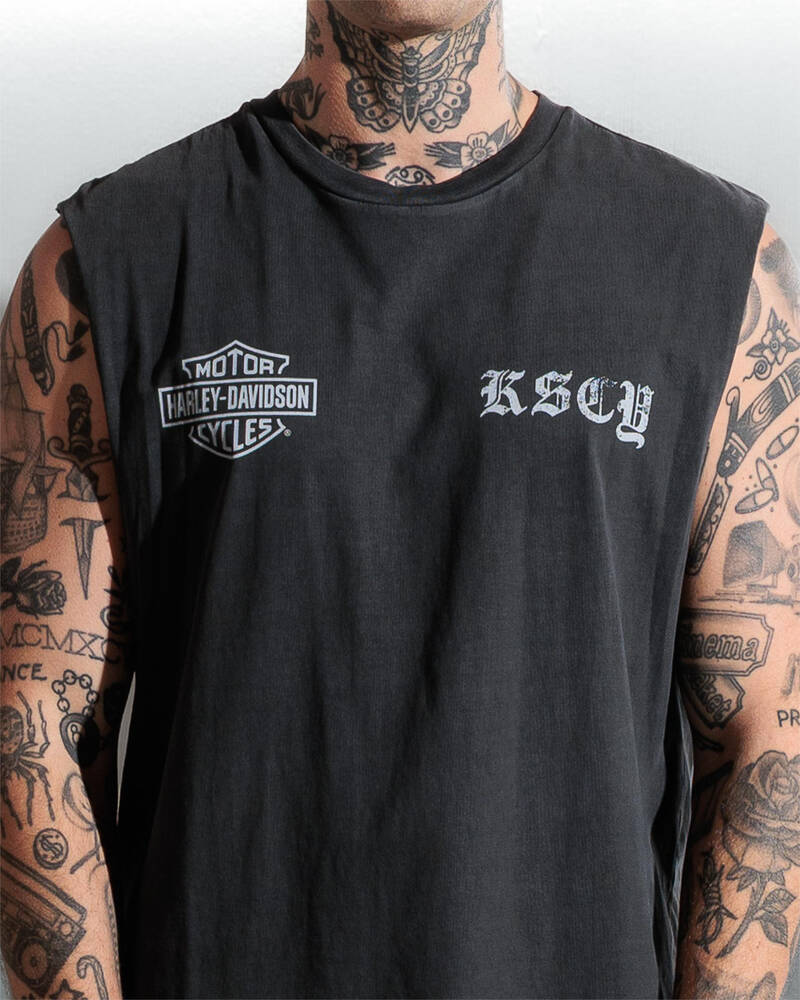 Kiss Chacey Harley-Davidson Throttle Dual Curved Muscle Tank for Mens