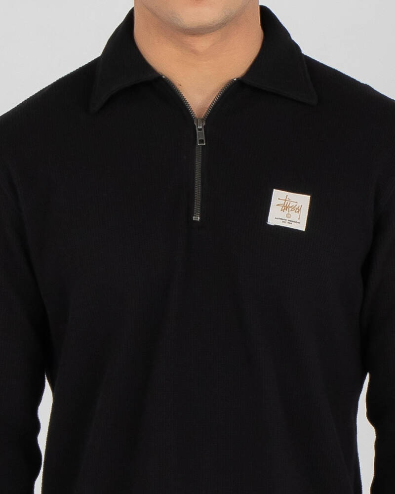 Stussy Workwear Waffle 1/4 Zip Polo Shirt for Mens