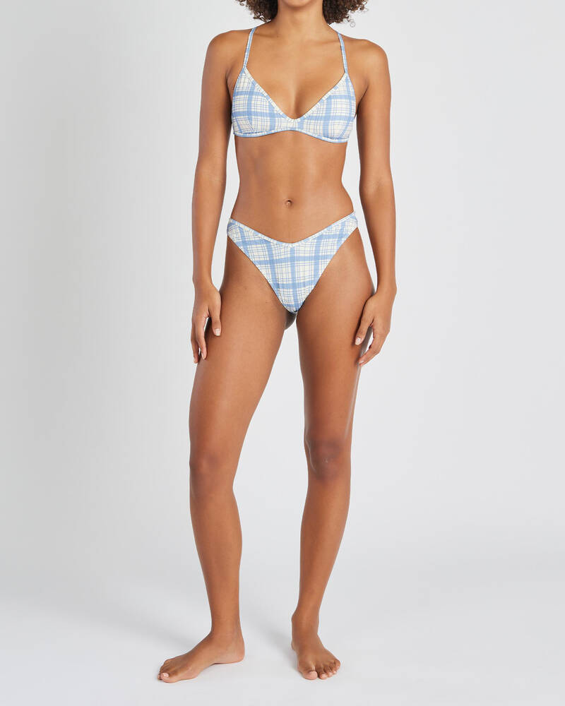 RVCA Vintage Plaid Triangle Crossback Bikini Top for Womens
