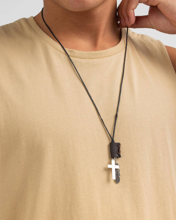 Cross Feather Leather Choker