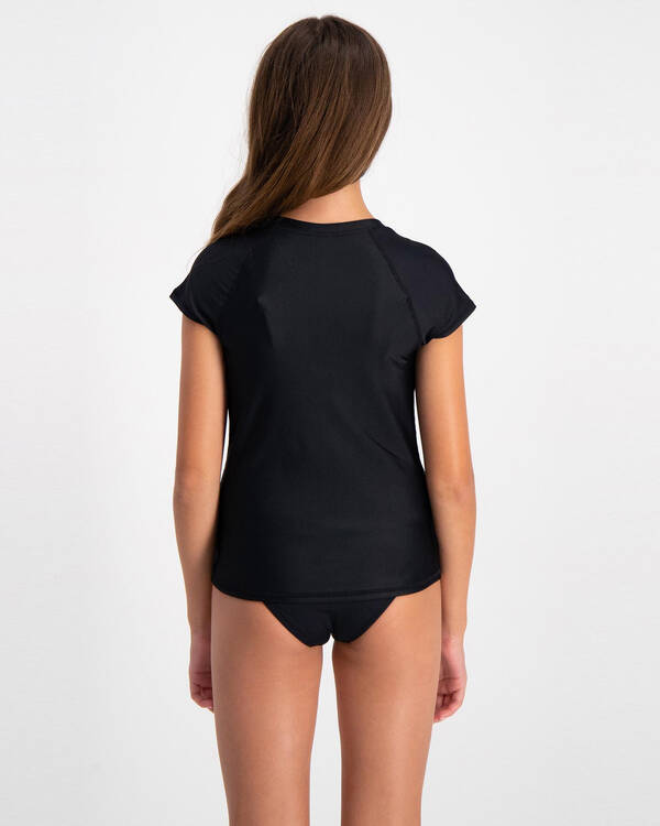 Girls White Water Cap Sleeve Rash Vest