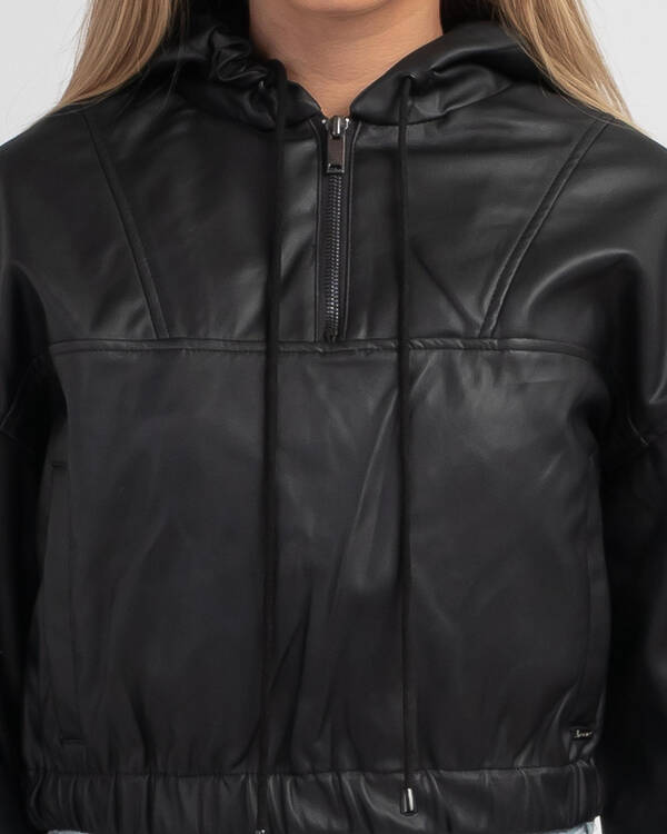 Honey Hooded Faux Leather Jacket