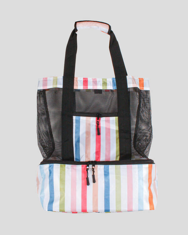 Pastel Stripe Mesh Cooler Bag