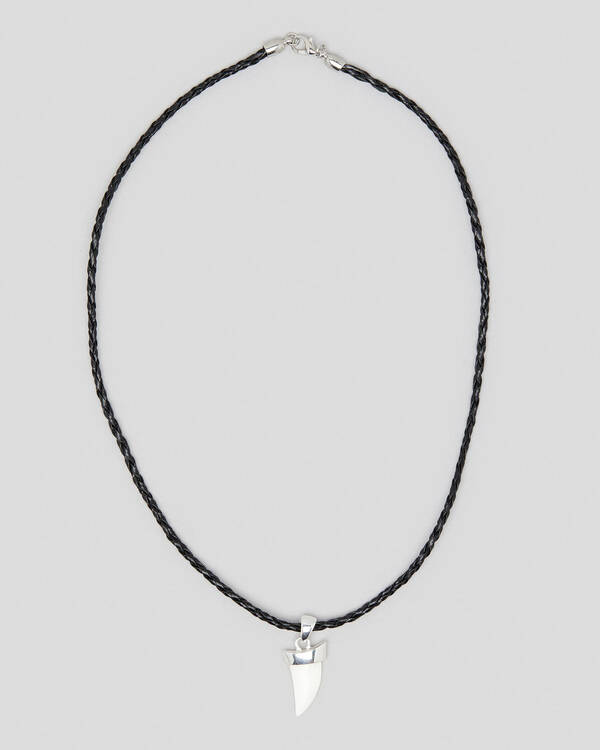 Capped Bone Tusk Plaited Leather Necklace