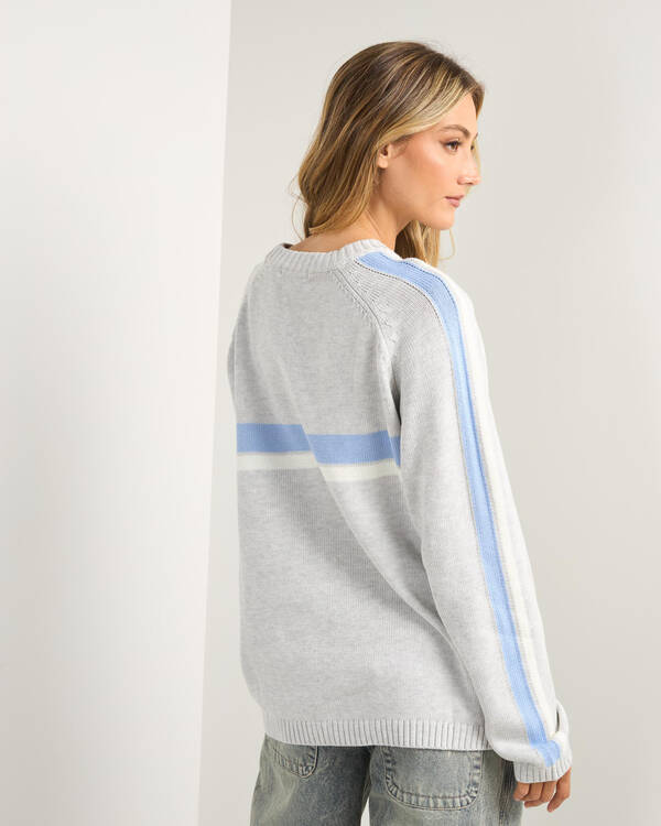 White Lines Crew Neck Knit Jumper
