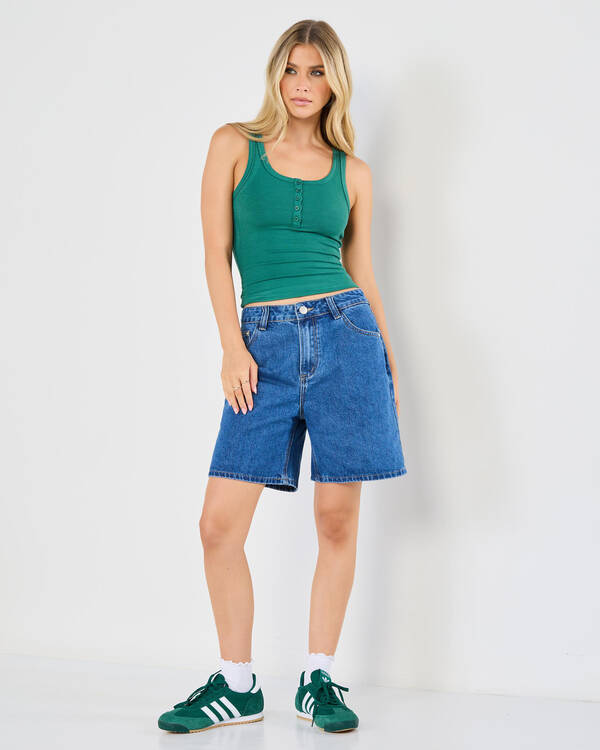 Basic Fine Rib Henley Tank Top