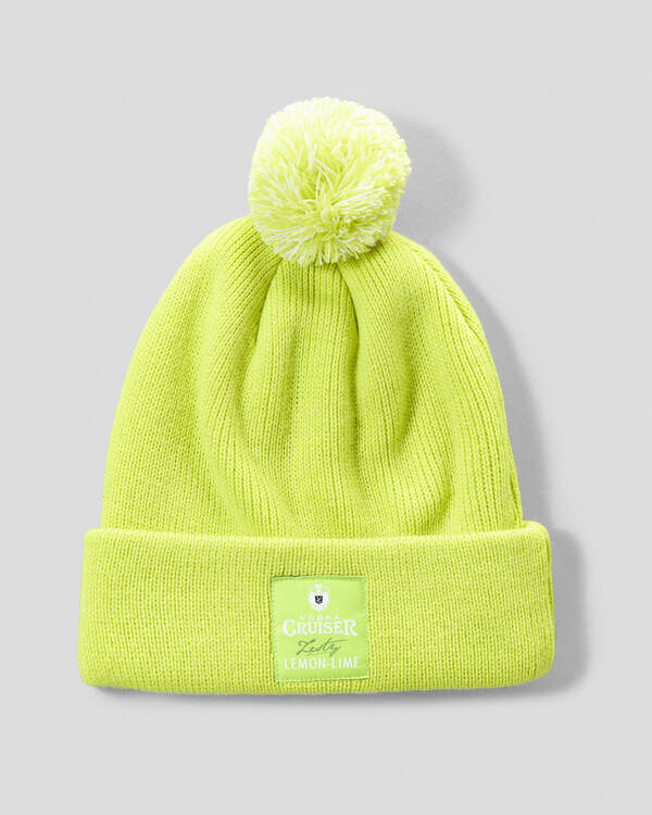 Lemon Lime Pom Pom Cuff Beanie