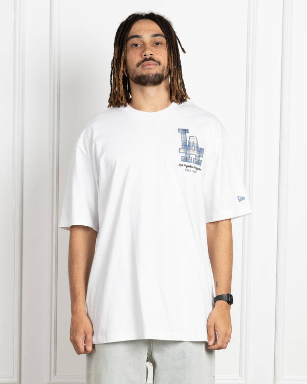 LA Dodgers Denim & Plaid Oversized T-Shirt