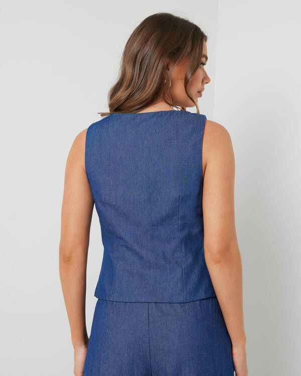 Lila Denim Tie Front Vest