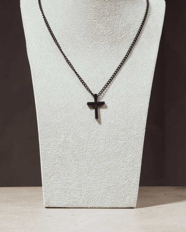 Matte Black Cross Necklace