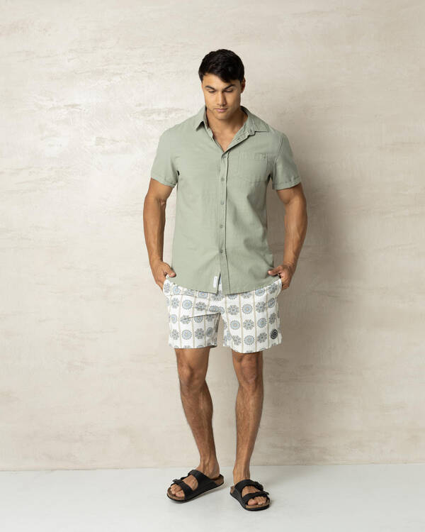 Radial Elastic Waist Shorts