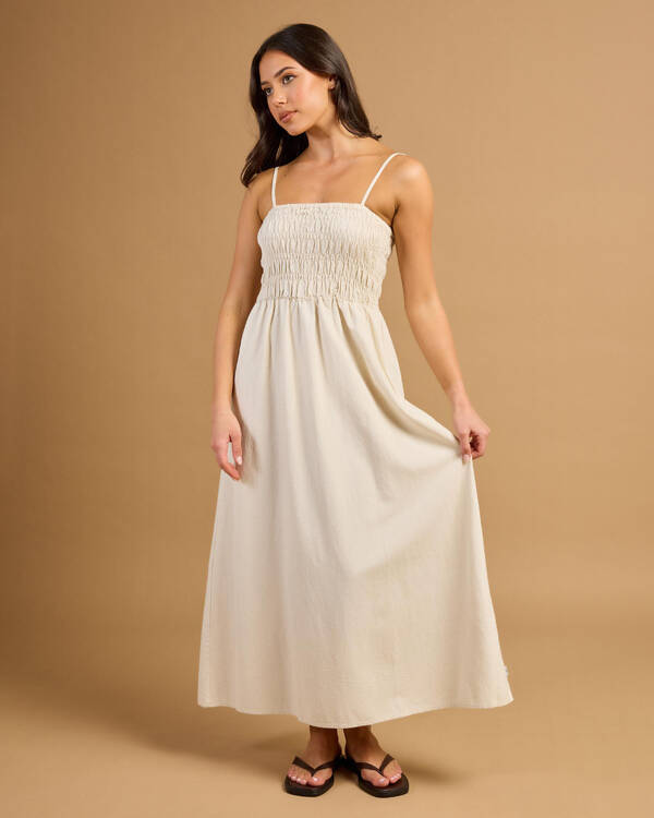 Classic Shirred Midi Dress