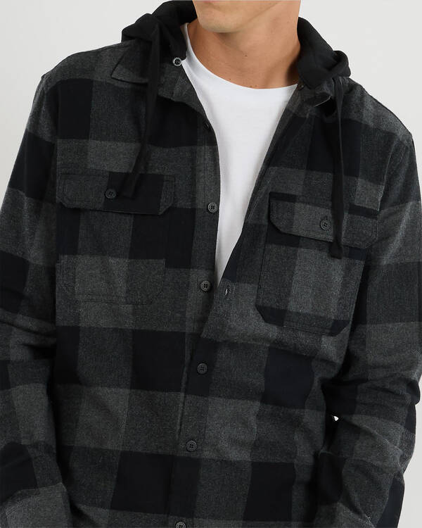 Recount Hooded Long Sleeve Flannel Shirt